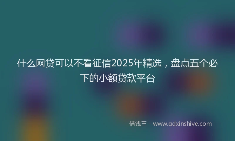 什么网贷可以不看征信2025年精选，盘点五个必下的小额贷款平台