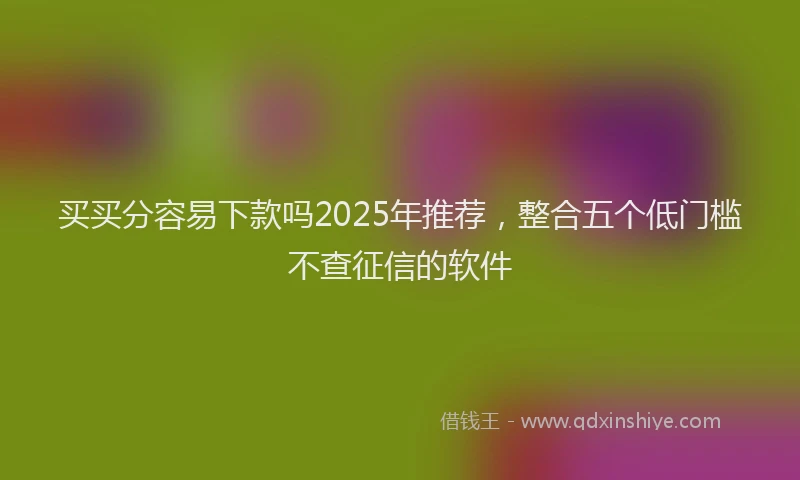 买买分容易下款吗2025年推荐，整合五个低门槛不查征信的软件