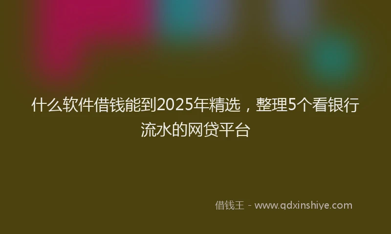 什么软件借钱能到2025年精选，整理5个看银行流水的网贷平台