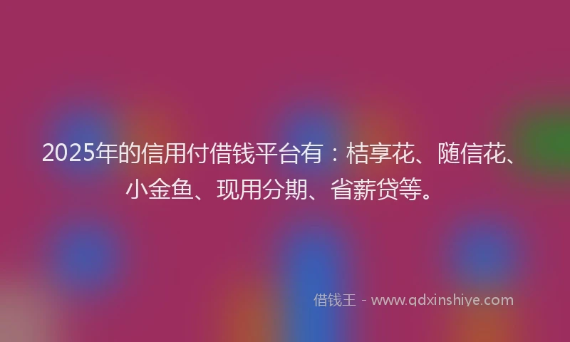 2025年的信用付借钱平台有：桔享花、随信花、小金鱼、现用分期、省薪贷等。