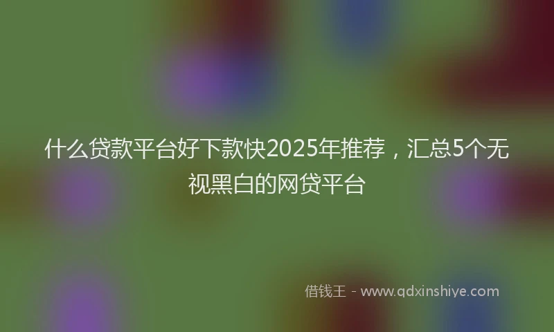 什么贷款平台好下款快2025年推荐，汇总5个无视黑白的网贷平台