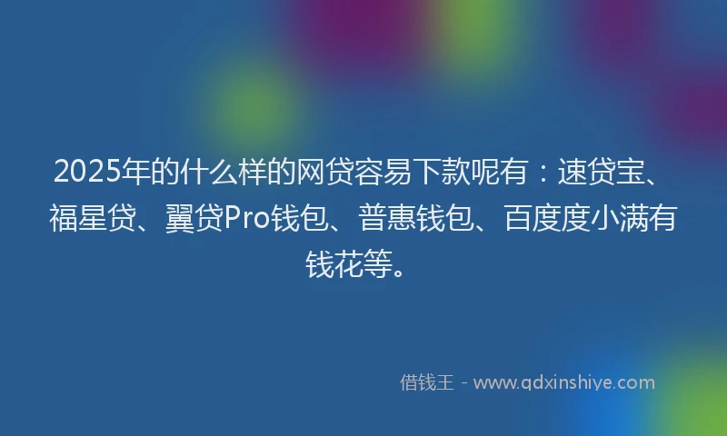 2025年的什么样的网贷容易下款呢有：速贷宝、福星贷、翼贷Pro钱包、普惠钱包、百度度小满有钱花等。