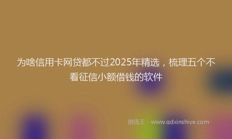 为啥信用卡网贷都不过2025年精选，梳理五个不看征信小额借钱的软件