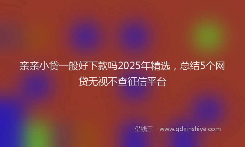 亲亲小贷一般好下款吗2025年精选，总结5个网贷无视不查征信平台