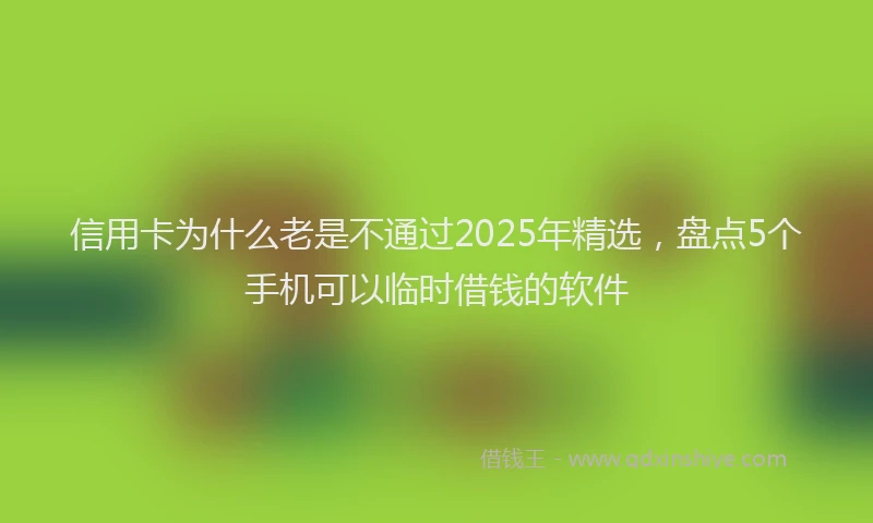 信用卡为什么老是不通过2025年精选，盘点5个手机可以临时借钱的软件