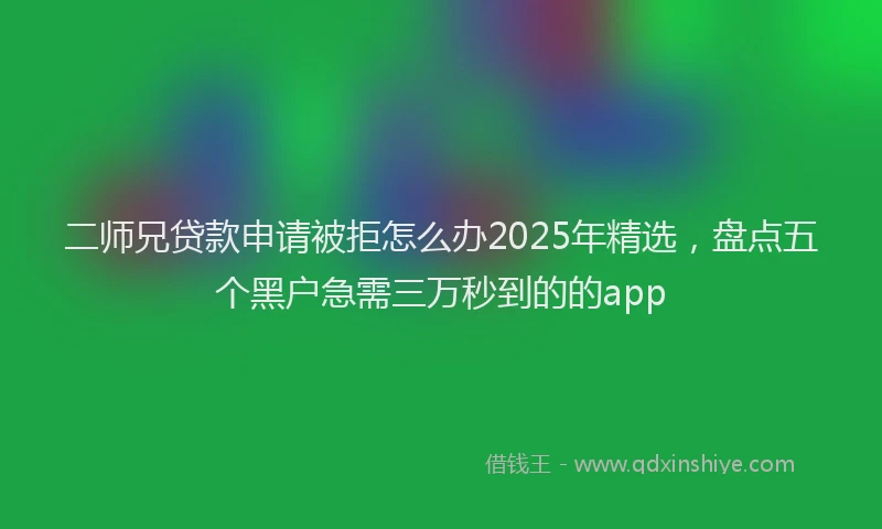二师兄贷款申请被拒怎么办2025年精选，盘点五个黑户急需三万秒到的的app