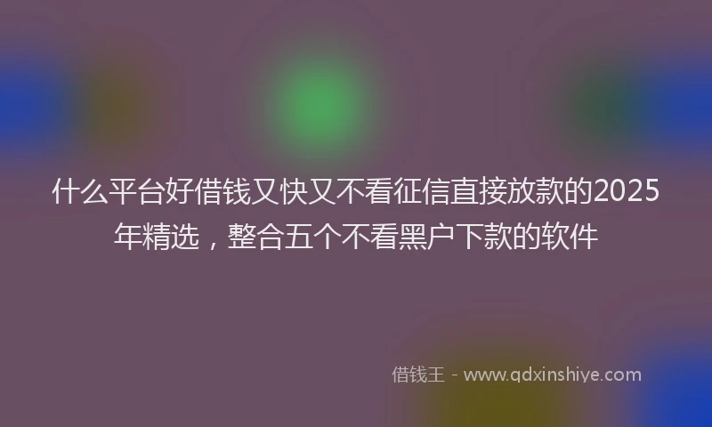 什么平台好借钱又快又不看征信直接放款的2025年精选,整合五个不看黑户下款的软件