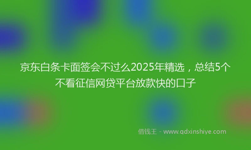 京东白条卡面签会不过么2025年精选，总结5个不看征信网贷平台放款快的口子