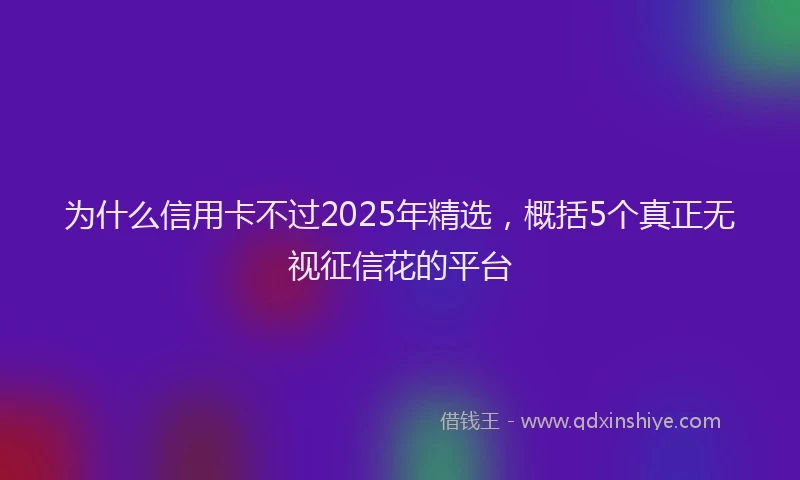 为什么信用卡不过2025年精选，概括5个真正无视征信花的平台