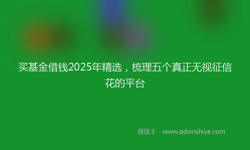 买基金借钱2025年精选，梳理五个真正无视征信花的平台