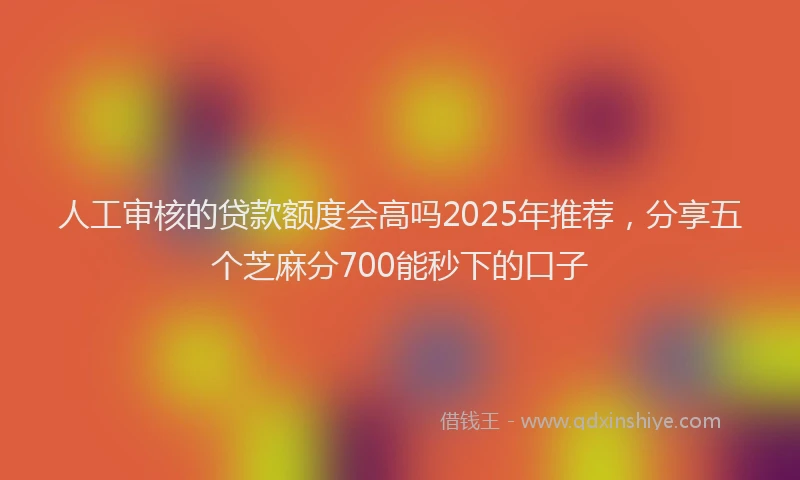 人工审核的贷款额度会高吗2025年推荐，分享五个芝麻分700能秒下的口子
