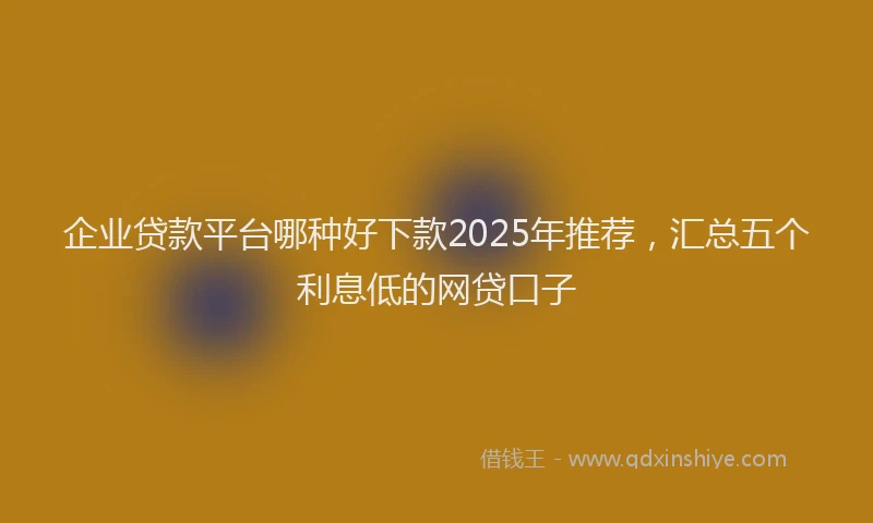 企业贷款平台哪种好下款2025年推荐，汇总五个利息低的网贷口子