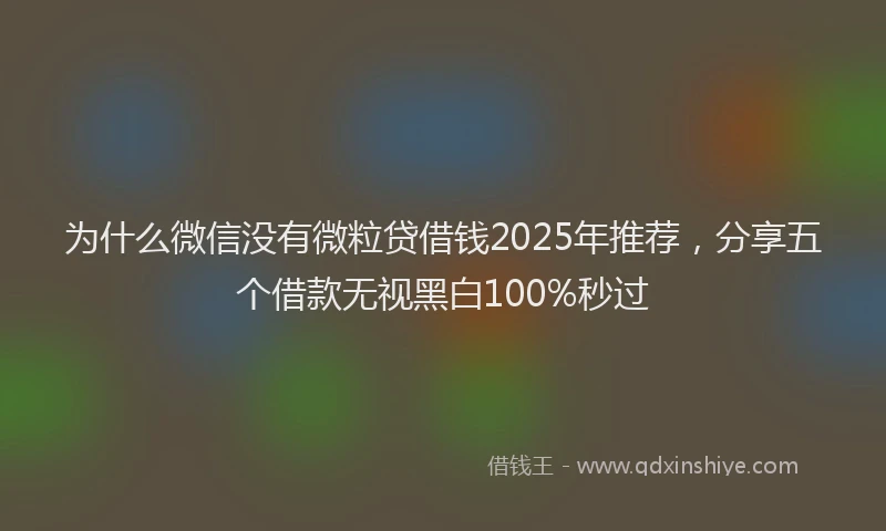 为什么微信没有微粒贷借钱2025年推荐，分享五个借款无视黑白100%秒过