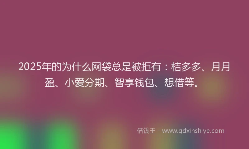 2025年的为什么网袋总是被拒有：桔多多、月月盈、小爱分期、智享钱包、想借等。