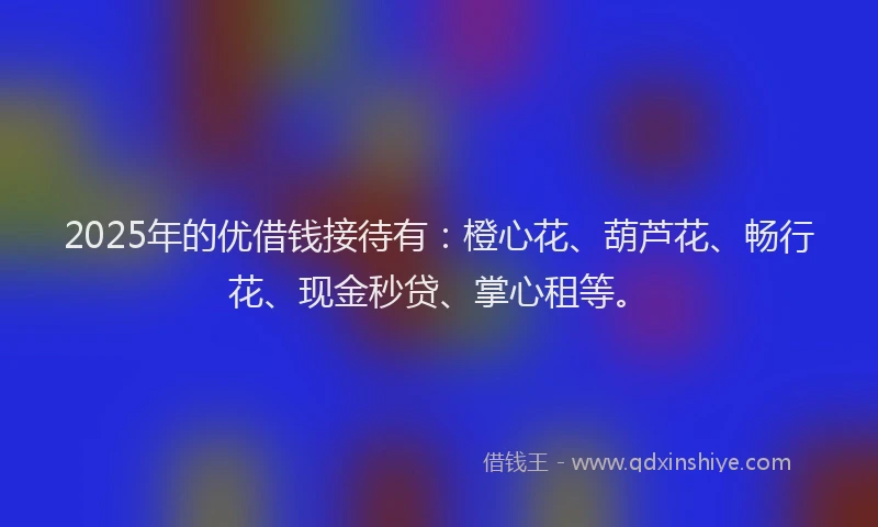 2025年的优借钱接待有：橙心花、葫芦花、畅行花、现金秒贷、掌心租等。