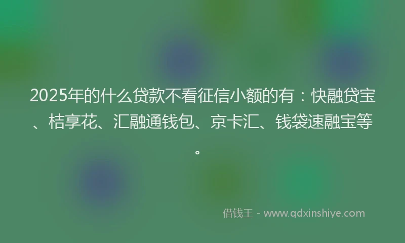 2025年的什么贷款不看征信小额的有：快融贷宝、桔享花、汇融通钱包、京卡汇、钱袋速融宝等。