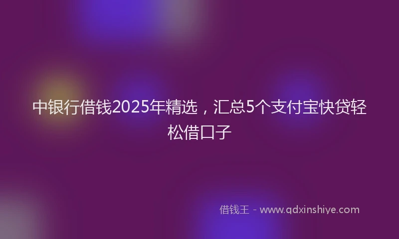 中银行借钱2025年精选，汇总5个支付宝快贷轻松借口子