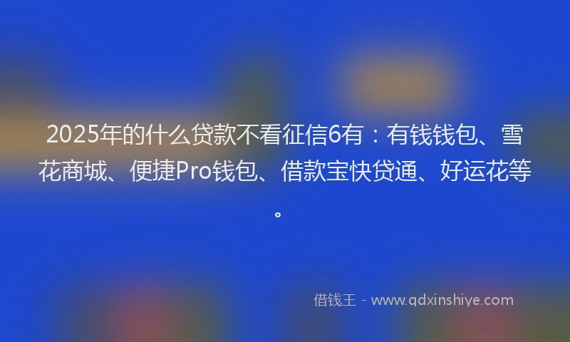 2025年的什么贷款不看征信6有：有钱钱包、雪花商城、便捷Pro钱包、借款宝快贷通、好运花等。