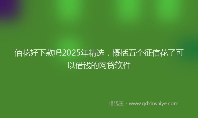 佰花好下款吗2025年精选，概括五个征信花了可以借钱的网贷软件