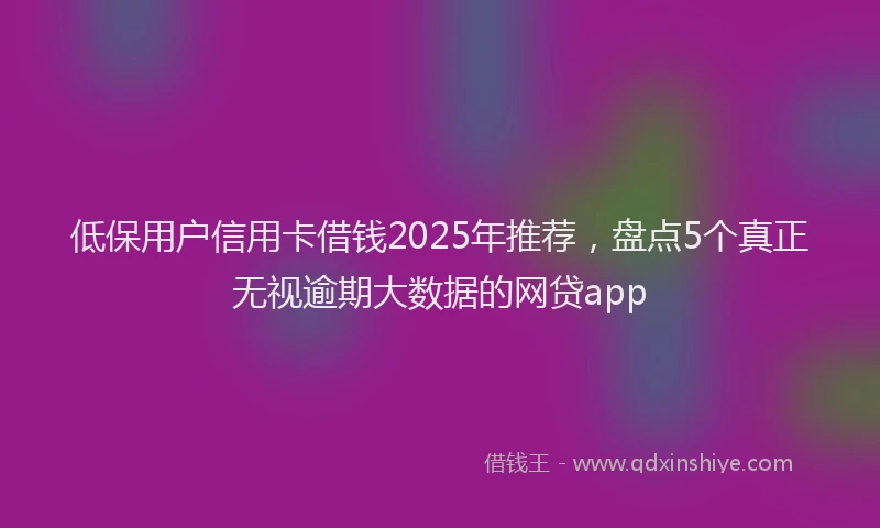 低保用户信用卡借钱2025年推荐，盘点5个真正无视逾期大数据的网贷app