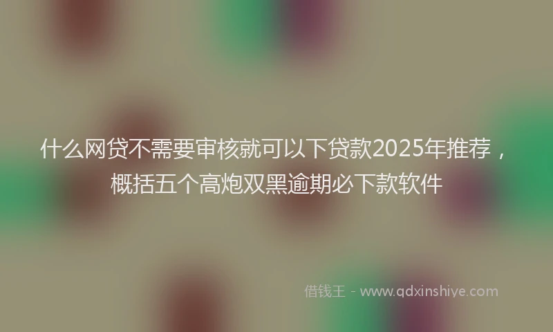 什么网贷不需要审核就可以下贷款2025年推荐，概括五个高炮双黑逾期必下款软件