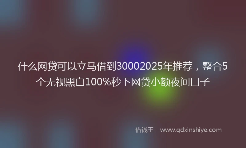什么网贷可以立马借到30002025年推荐，整合5个无视黑白100%秒下网贷小额夜间口子