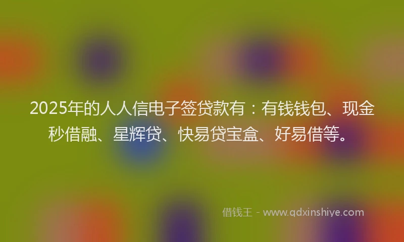 2025年的人人信电子签贷款有：有钱钱包、现金秒借融、星辉贷、快易贷宝盒、好易借等。
