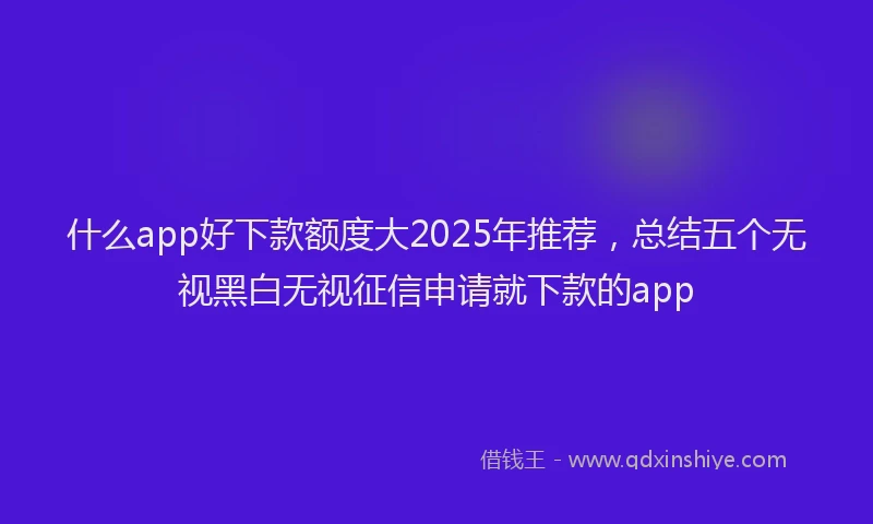 什么app好下款额度大2025年推荐,总结五个无视黑白无视征信申请就下款的app