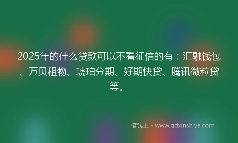 2025年的什么贷款可以不看征信的有：汇融钱包、万贝租物、琥珀分期、好期快贷、腾讯微粒贷等。
