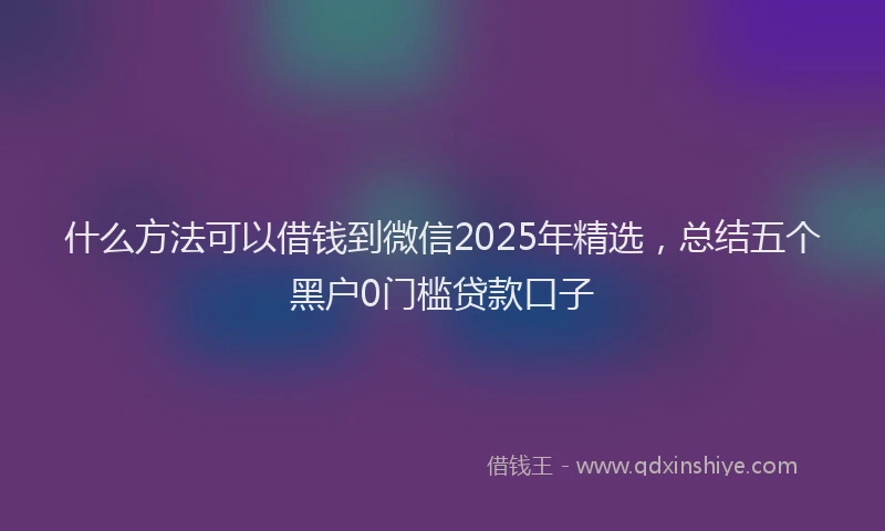 什么方法可以借钱到微信2025年精选，总结五个黑户0门槛贷款口子