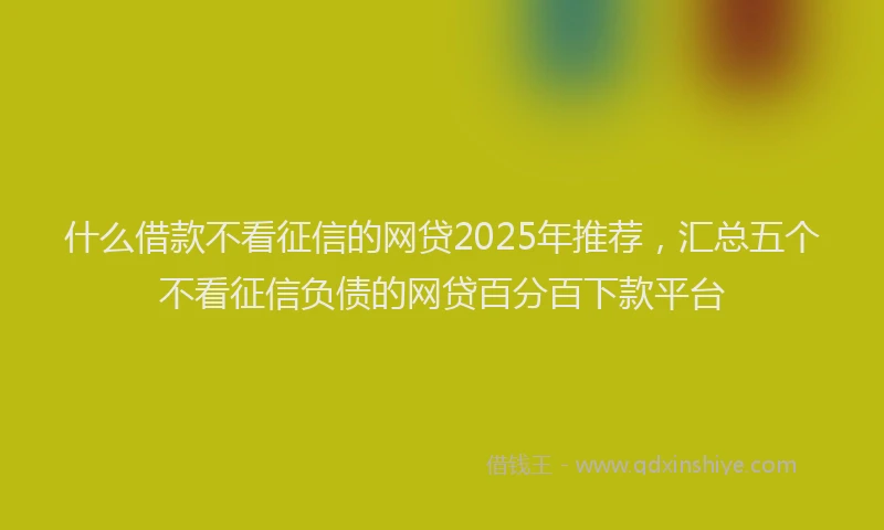 什么借款不看征信的网贷2025年推荐，汇总五个不看征信负债的网贷百分百下款平台