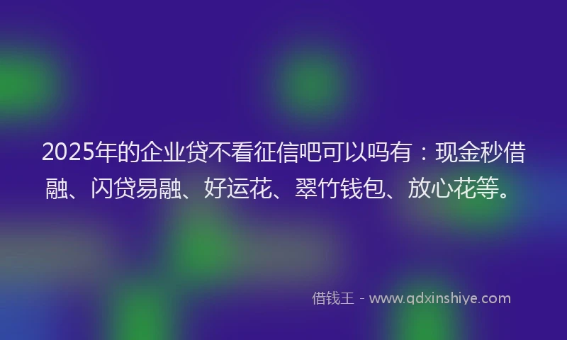 2025年的企业贷不看征信吧可以吗有：现金秒借融、闪贷易融、好运花、翠竹钱包、放心花等。