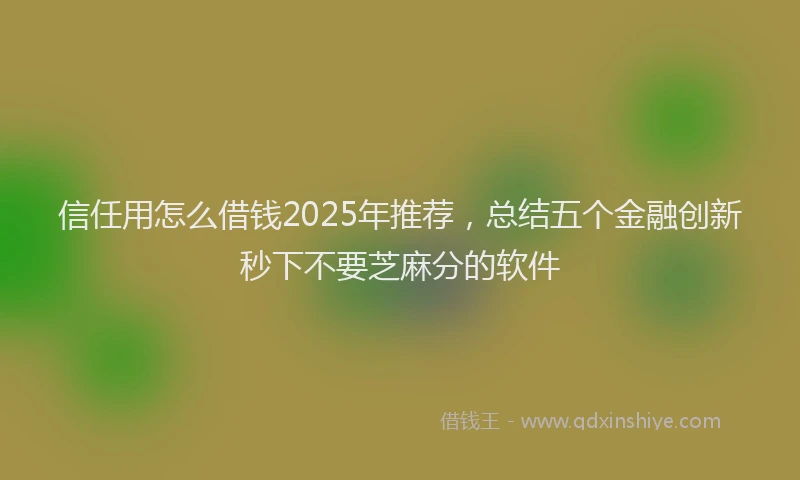 信任用怎么借钱2025年推荐，总结五个金融创新秒下不要芝麻分的软件