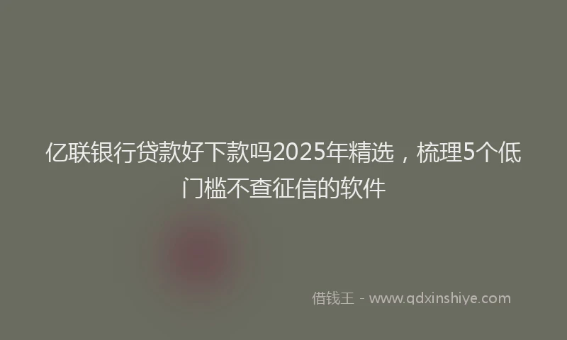 亿联银行贷款好下款吗2025年精选，梳理5个低门槛不查征信的软件
