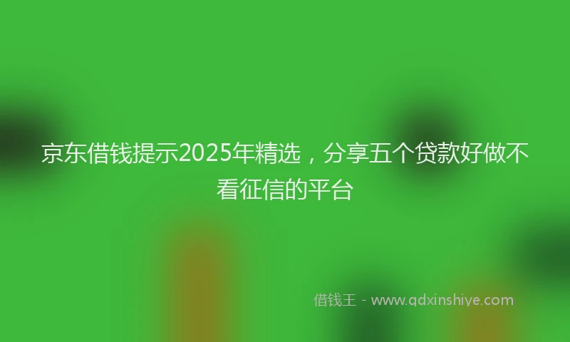 京东借钱提示2025年精选，分享五个贷款好做不看征信的平台