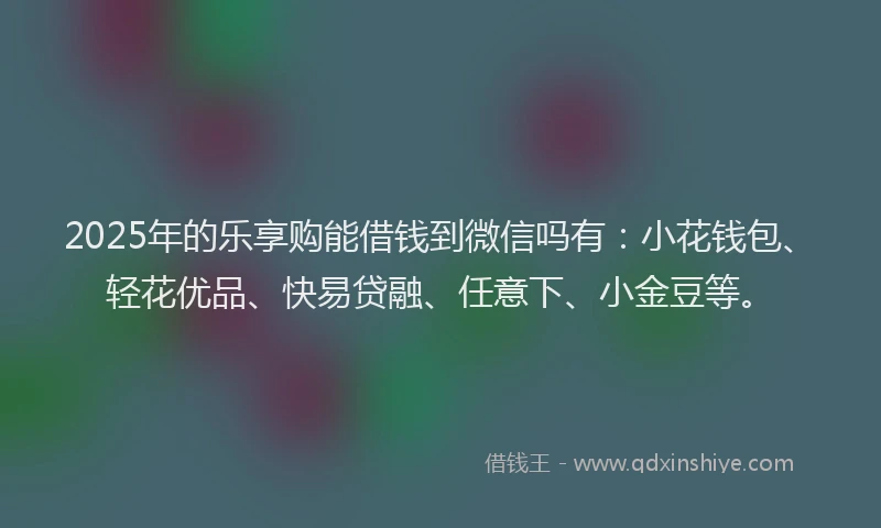 2025年的乐享购能借钱到微信吗有：小花钱包、轻花优品、快易贷融、任意下、小金豆等。