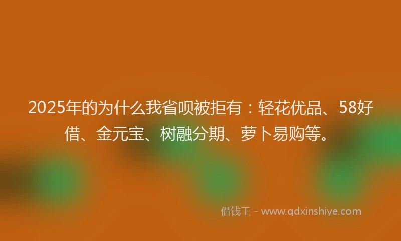 2025年的为什么我省呗被拒有：轻花优品、58好借、金元宝、树融分期、萝卜易购等。
