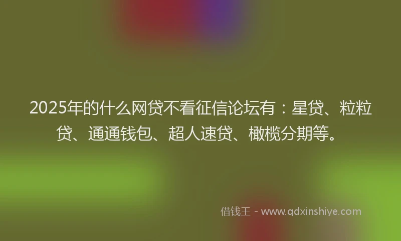 2025年的什么网贷不看征信论坛有：星贷、粒粒贷、通通钱包、超人速贷、橄榄分期等。