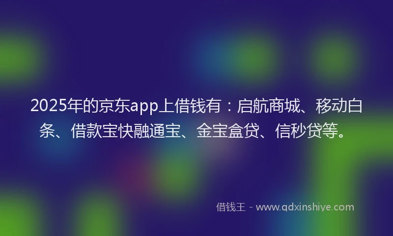 2025年的京东app上借钱有：启航商城、移动白条、借款宝快融通宝、金宝盒贷、信秒贷等。