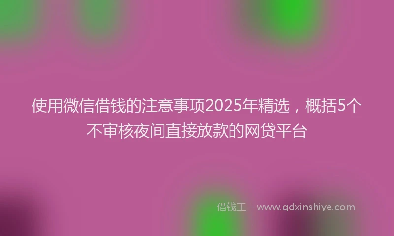 使用微信借钱的注意事项2025年精选，概括5个不审核夜间直接放款的网贷平台