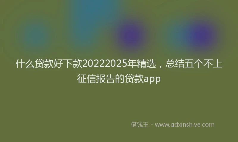 什么贷款好下款20222025年精选，总结五个不上征信报告的贷款app