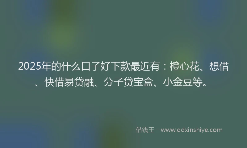 2025年的什么口子好下款最近有：橙心花、想借、快借易贷融、分子贷宝盒、小金豆等。