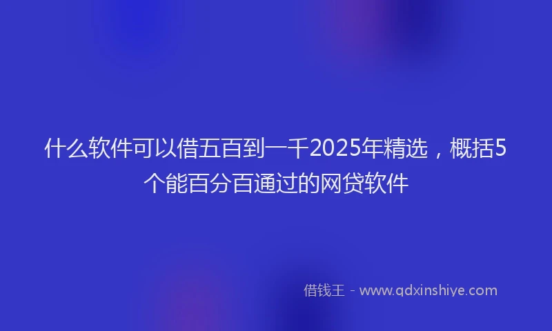 什么软件可以借五百到一千2025年精选，概括5个能百分百通过的网贷软件