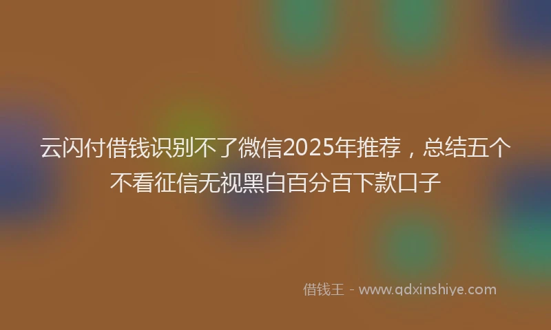 云闪付借钱识别不了微信2025年推荐，总结五个不看征信无视黑白百分百下款口子