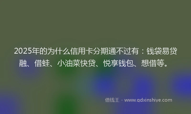 2025年的为什么信用卡分期通不过有：钱袋易贷融、借蛙、小油菜快贷、悦享钱包、想借等。