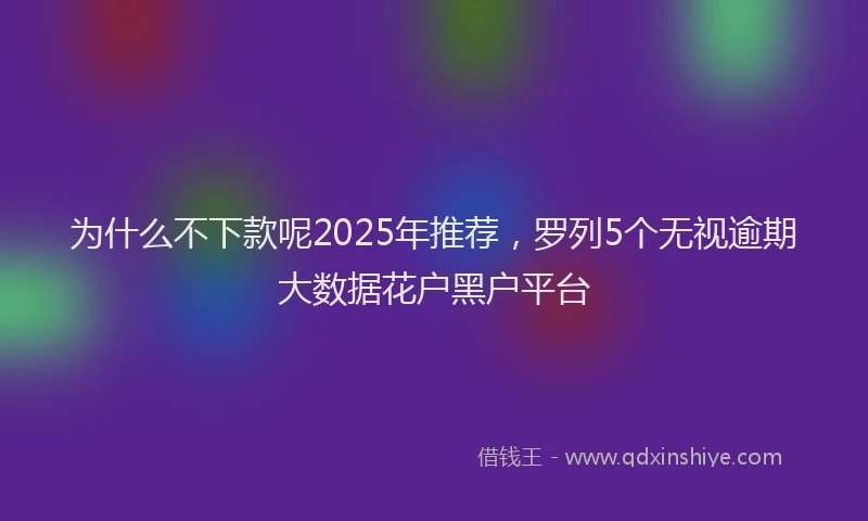 为什么不下款呢2025年推荐，罗列5个无视逾期大数据花户黑户平台