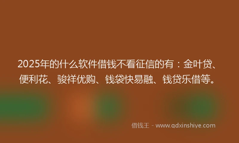 2025年的什么软件借钱不看征信的有：金叶贷、便利花、骏祥优购、钱袋快易融、钱贷乐借等。