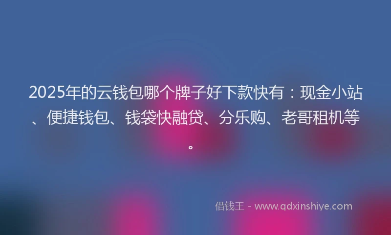 2025年的云钱包哪个牌子好下款快有：现金小站、便捷钱包、钱袋快融贷、分乐购、老哥租机等。