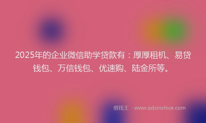 2025年的企业微信助学贷款有：厚厚租机、易贷钱包、万信钱包、优速购、陆金所等。