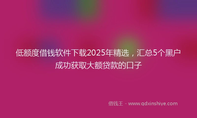 低额度借钱软件下载2025年精选,汇总5个黑户成功获取大额贷款的口子